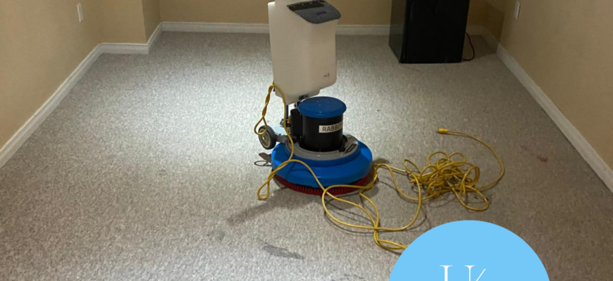 Carpet Cleaning with Rabbit-1 Machine "Commercial carpet cleaning in progress using Centaur Rabbit-1 floor machine — Unstained Cleaning Services"
